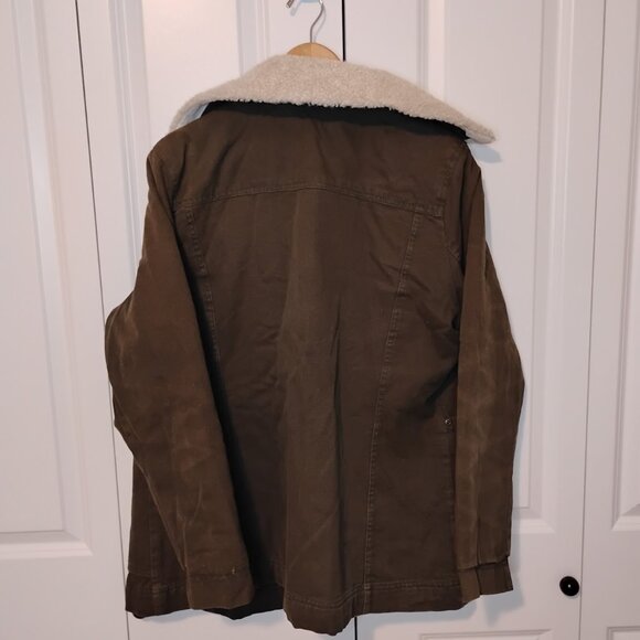 Pendleton Women's Brown Tan Sherpa Trim Collared Button Trucker Jacket Size XL - Picture 2 of 3